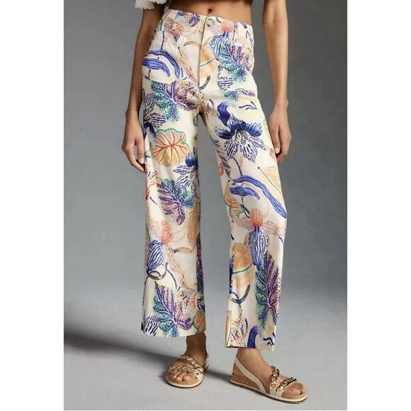 Anthropologie x Sarah Gordon, Colette Wide Leg Crop Pants - Size 30 - Resortwear - Picture 1 of 10